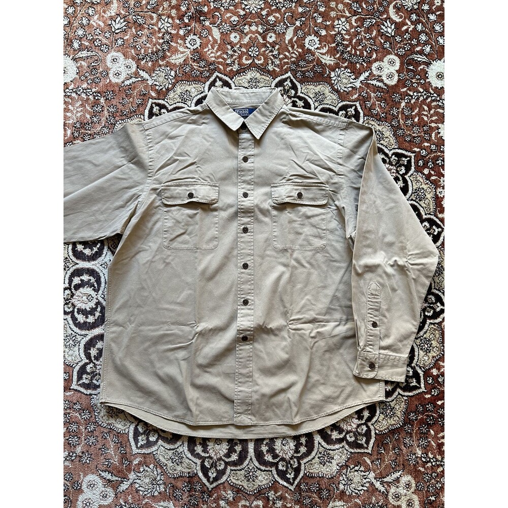 Polo by Ralph Lauren L Safari Button Down Shirt With Eagle & American Flag Print